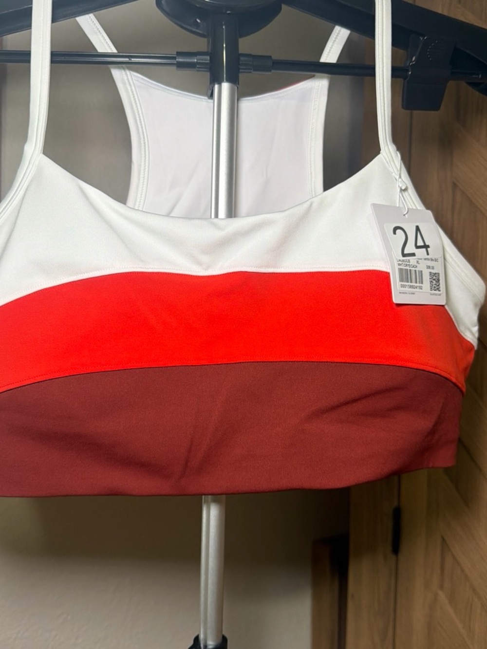 Lululemon Women’s Colorblock Sports Bralette - White, Red & Brown